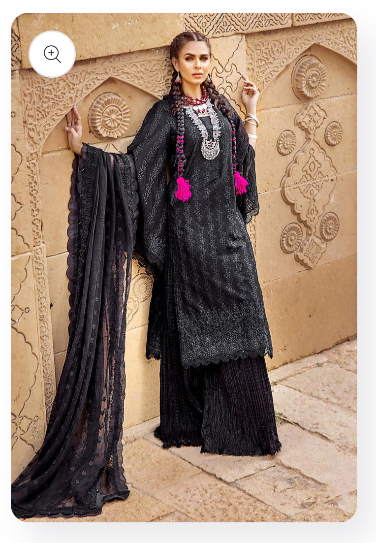 Black Luxury Chikankari Lawn Ensemble
