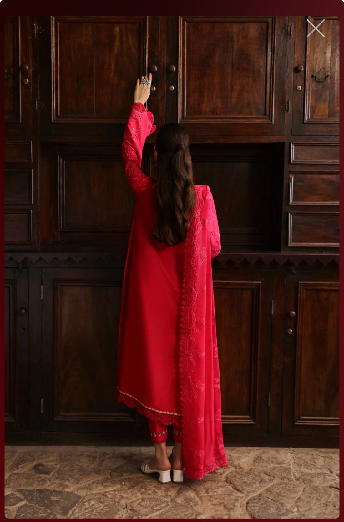 Fuchsia Chikankari Linen 3-Piece Set