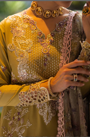 Olive Green Chikan Luxury Lawn Suit
