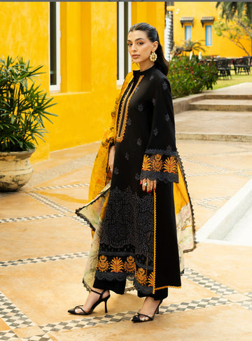 Black Resham Embroidered Lawn Suit